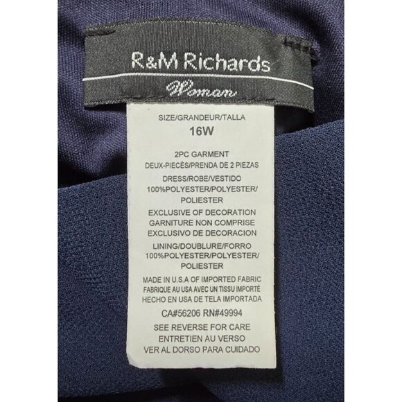 R&M Richards Evening Dress 16W Blue Beaded Mother of Bride Chiffon Trumpet Event - Picture 4 of 12